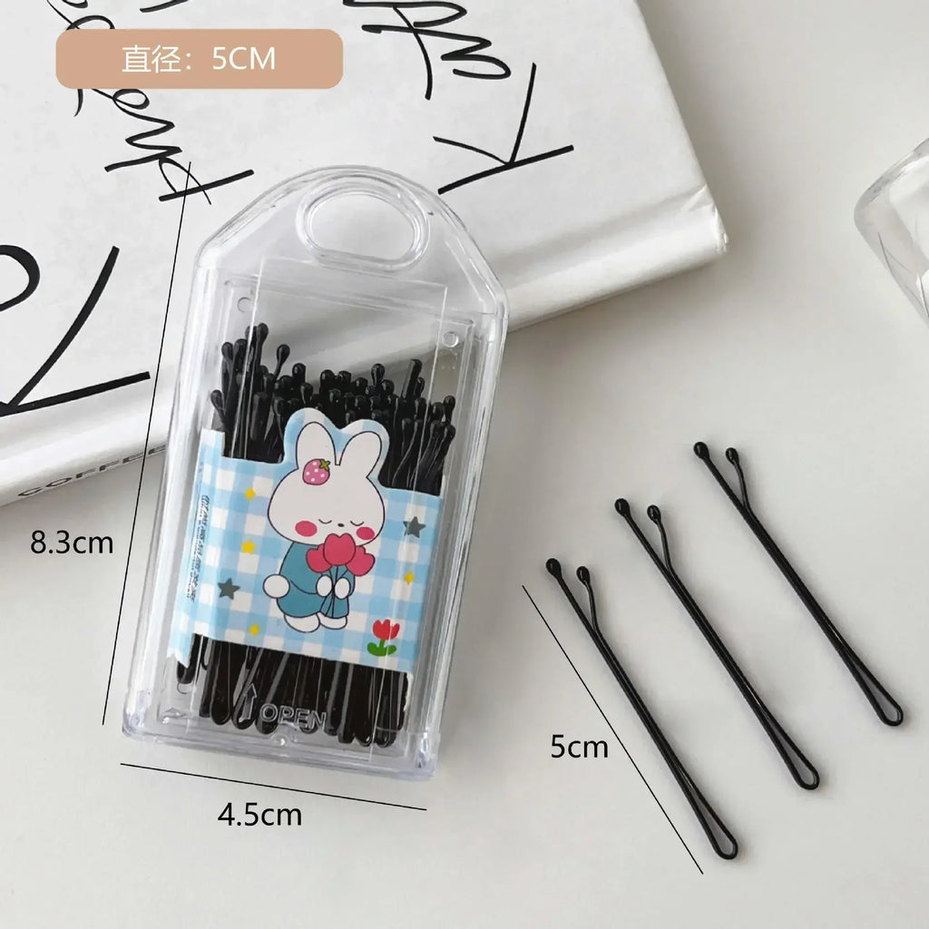 30-Pack Metal Bobby Pins | Black Straight & Wave Hair Clips Bobby Pin Set QXL 3-rabbit straight
