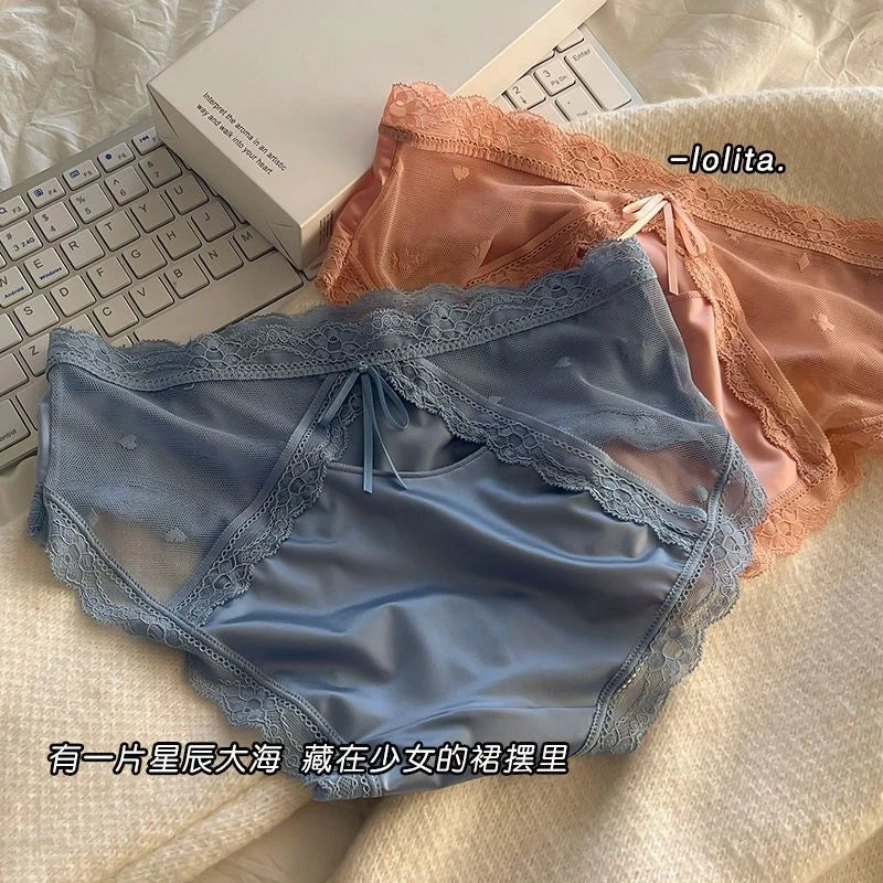 French Lace Hollow Women's Briefs | Soft Cotton Crotch Panties Women's Lace Briefs QXL