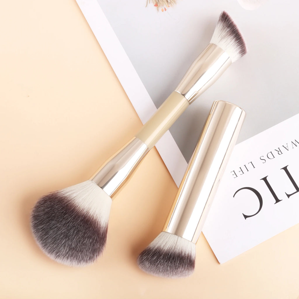 Ronshadow 2-Pc Makeup Brush Set | Powder Blush & Foundation Makeup Brush Set QXL