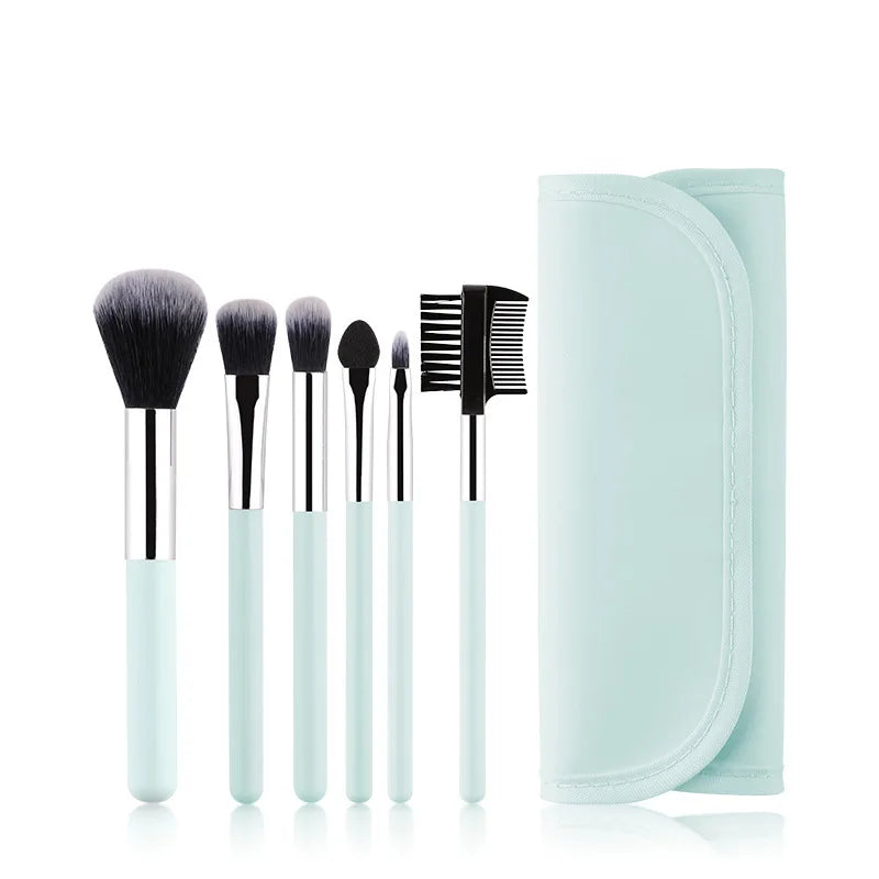 ZOREYA 7-Piece Travel Makeup Brush Set with PU Bag Travel Makeup Brush Set QXL GZ12