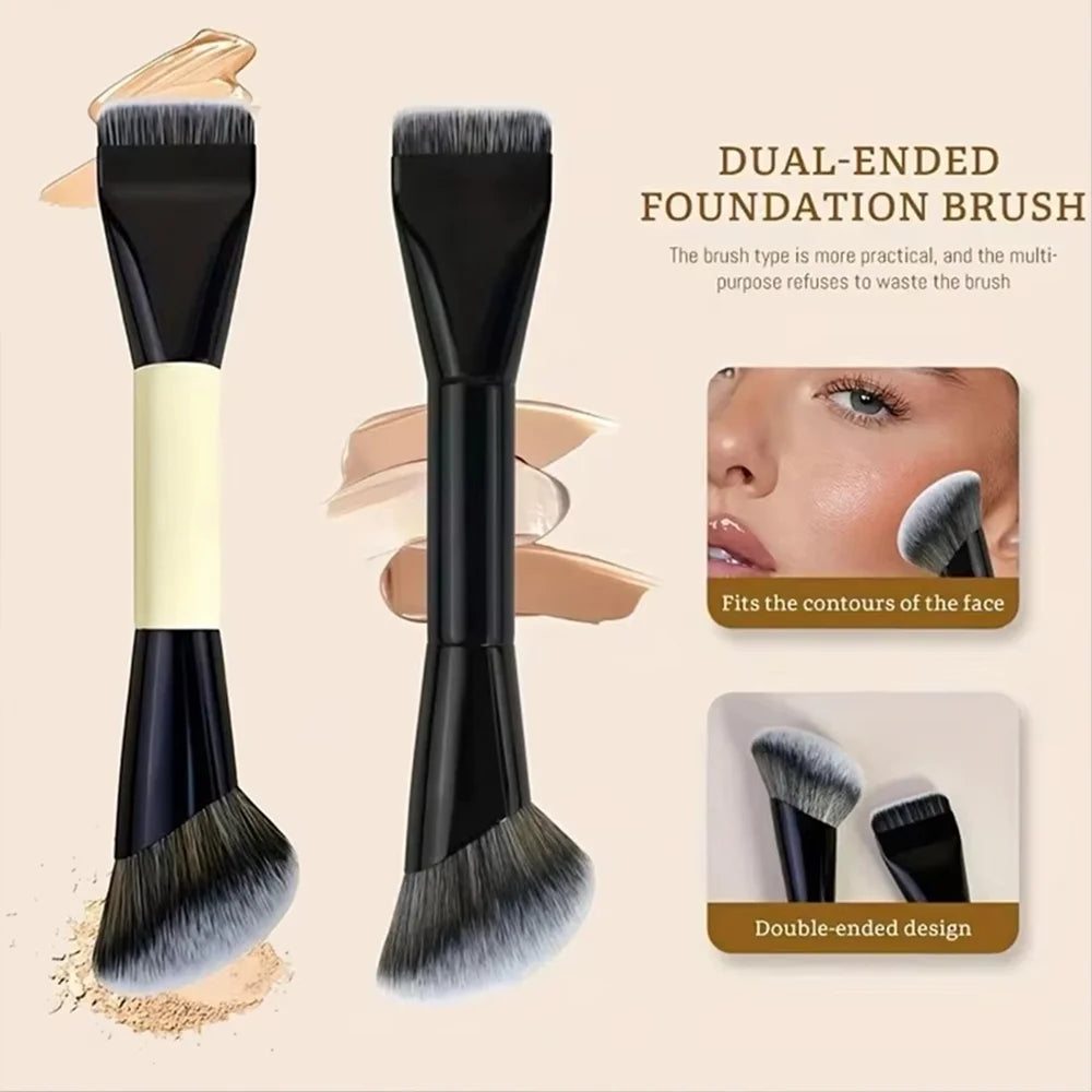 Double-Ended Foundation & Contour Brush | 2-in-1 Tool Makeup Brush QXL