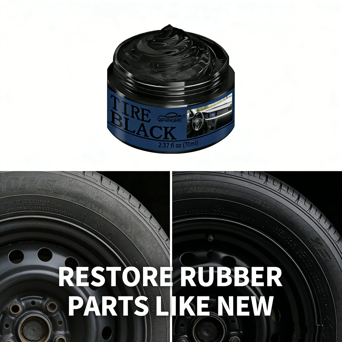 QIFENGHE 70ml Tire Black Cream | Restore Gloss & Protect Rubber Tire Black Cream QXL