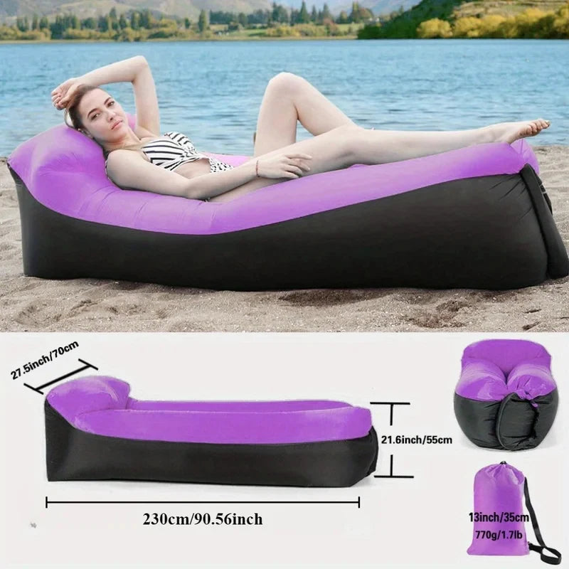 Portable Inflatable Lounger Sofa | Folding Outdoor Camping Couch Inflatable Outdoor Lounger QXL