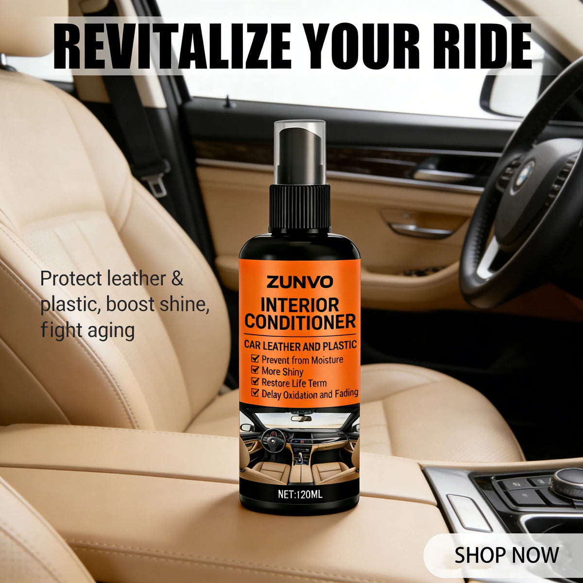 Car Interior Conditioner Spray | UV Protection Leather & Plastic Interior Conditioner Spray QXL