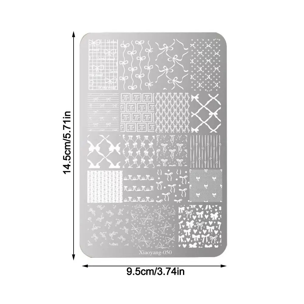 Kawaii Bowknot Nail Stamping Plate | Stainless Steel Stencil Nail Stamping Plate QXL