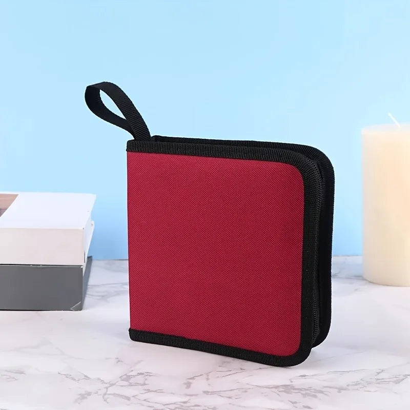 40-Disc CD DVD Storage Case | Portable Zipper Binder Wallet Disc Storage Case QXL