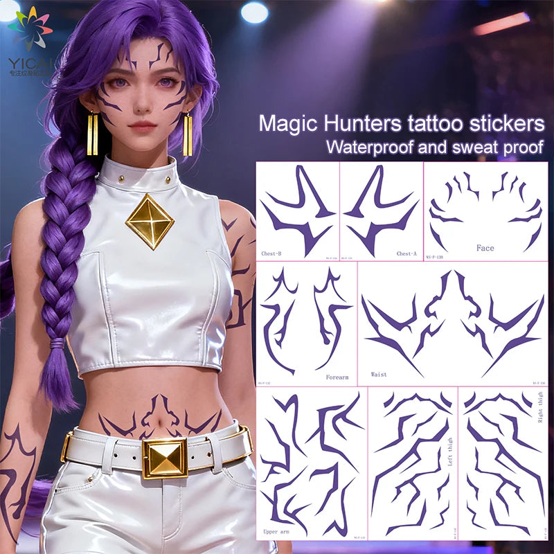 Kpop Demon Dark Temporary Tattoo Stickers | Cosplay Body Art Temporary Tattoo Stickers QXL