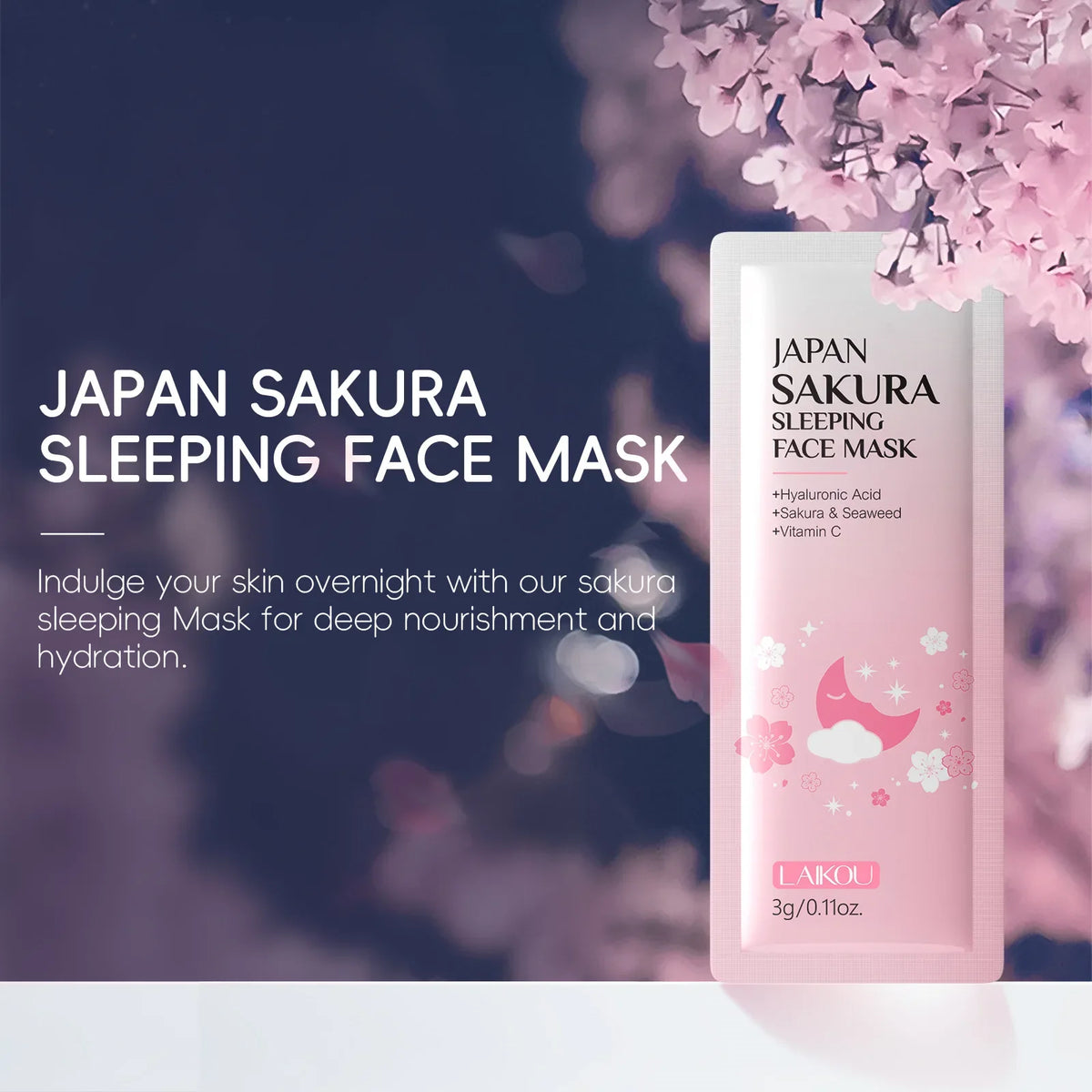 LAIKOU Sakura Overnight Sleeping Mask – Hydrating & Brightening Sleeping Face Mask QXL