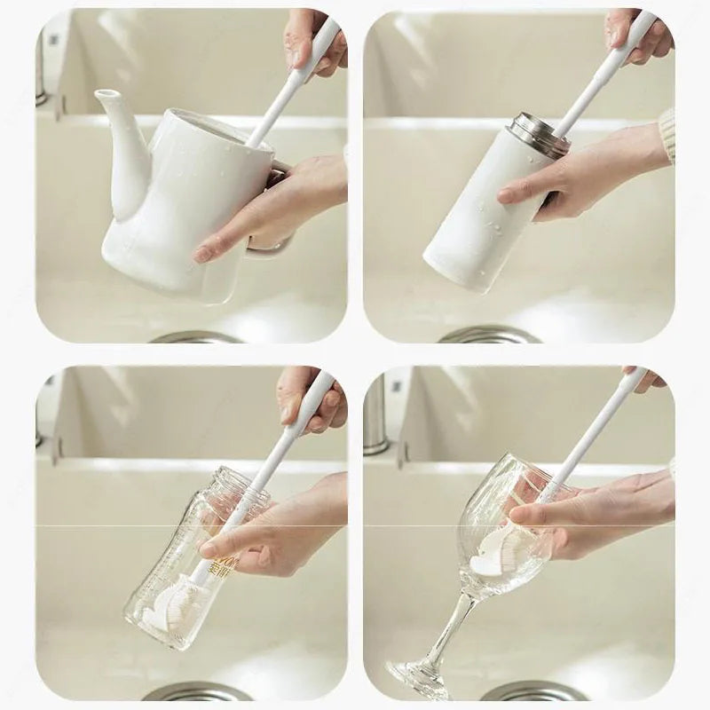 Foldable 360° Silicone Bottle Brush | Long Handle Cup Cleaner Bottle Cleaning Brush QXL