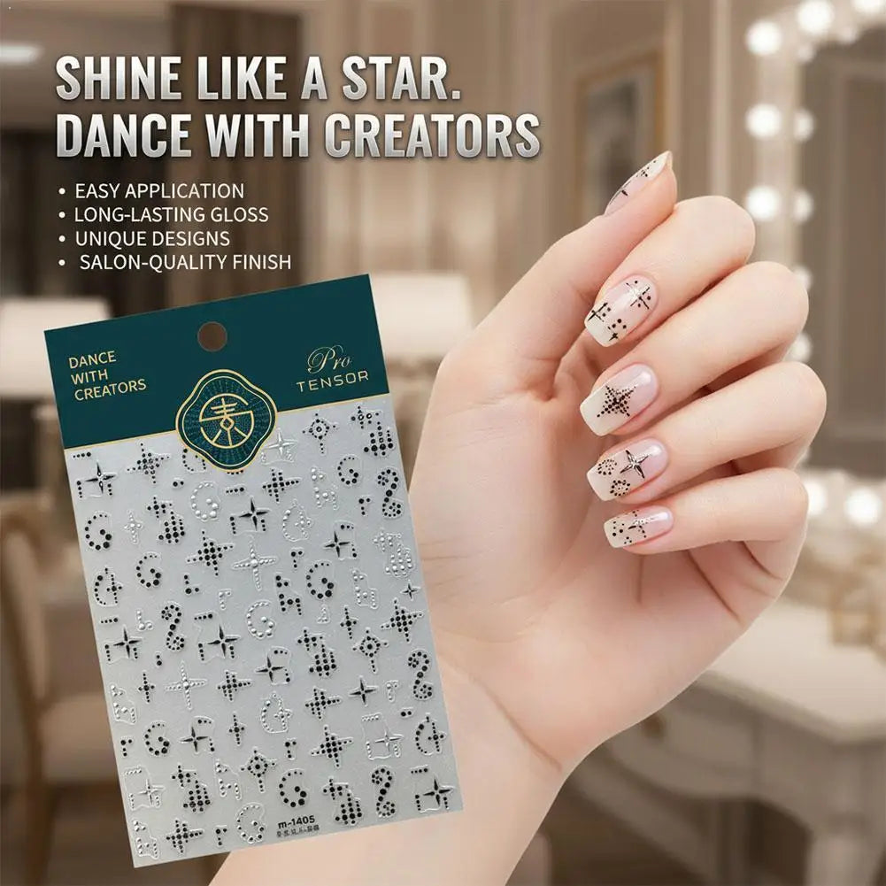 Starry Polka Dot Nail Stickers | Self-Adhesive Nail Art Decals Nail Art Stickers QXL