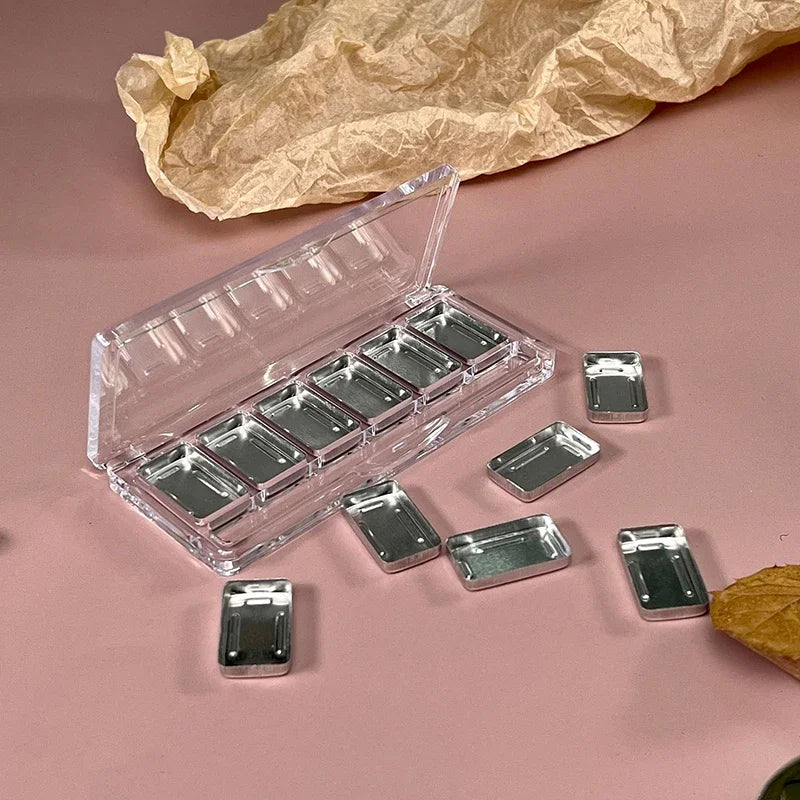 6-Grid Refillable Empty Eyeshadow & Blush Palette Case Empty Makeup Palette QXL