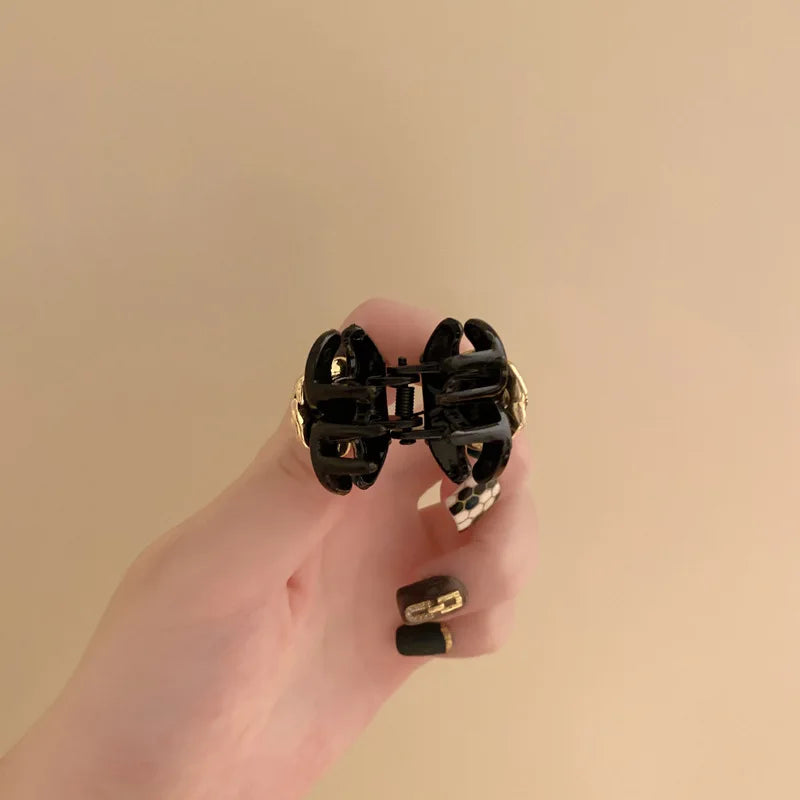 Black Camellia Mini Hair Claw Clips – Floral Hairpins for Women Hair Claw Clip QXL