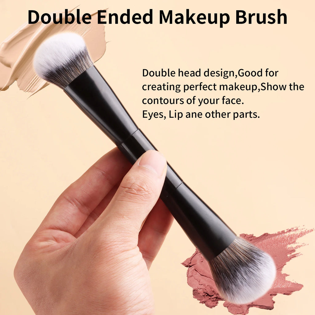 Ronshadow 2-in-1 Blush & Contour Brush | Mini Travel Makeup Makeup Brush QXL
