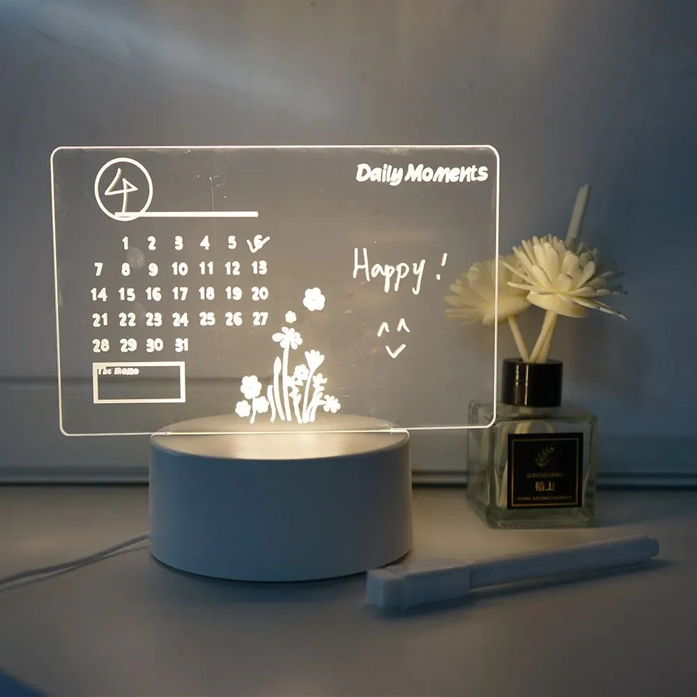 LED Message Board Night Light | USB Rechargeable Rewritable Lamp LED Night Light QXL