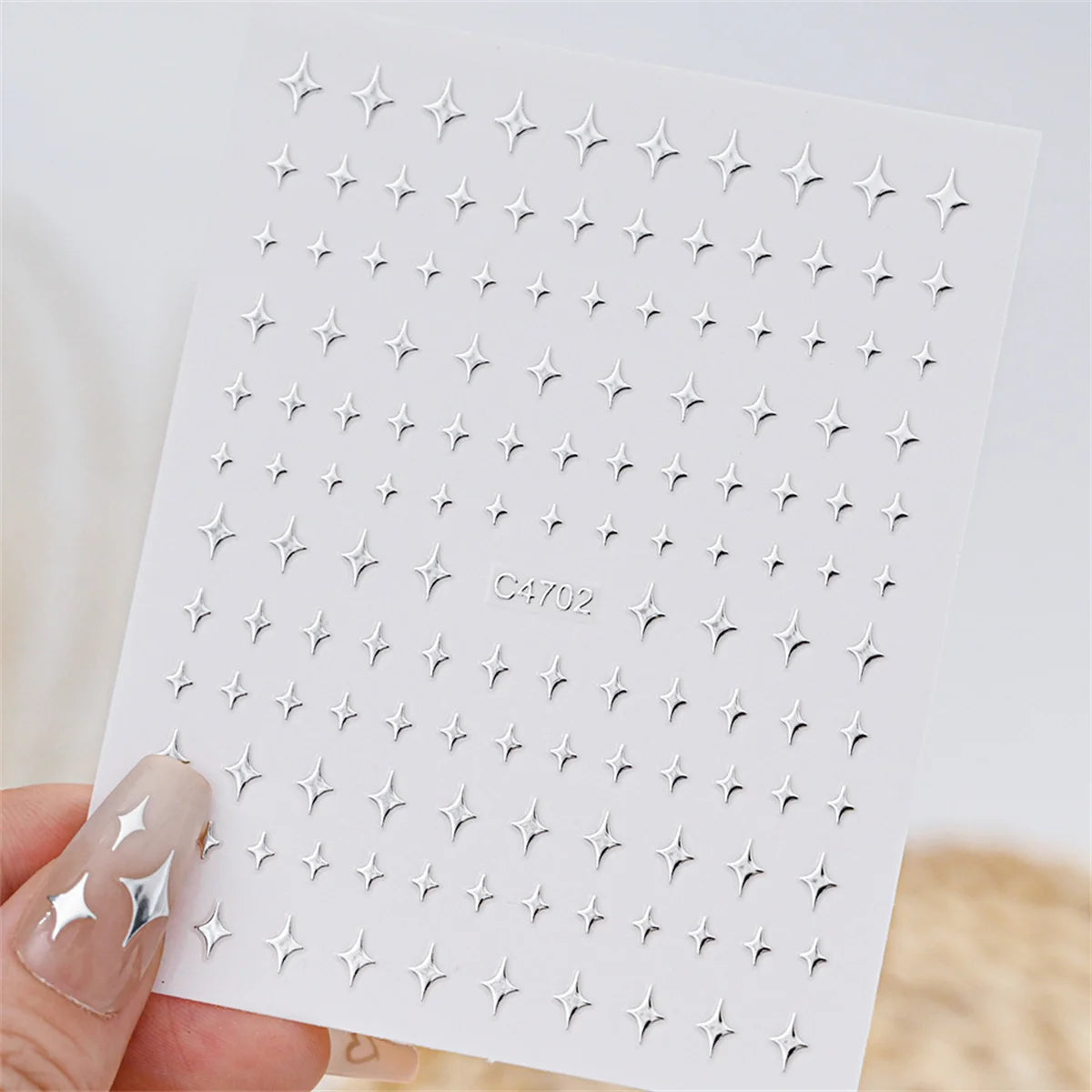 5-Pack 3D Silver Star Kawaii Nail Art Stickers & Decals Nail Art Stickers QXL