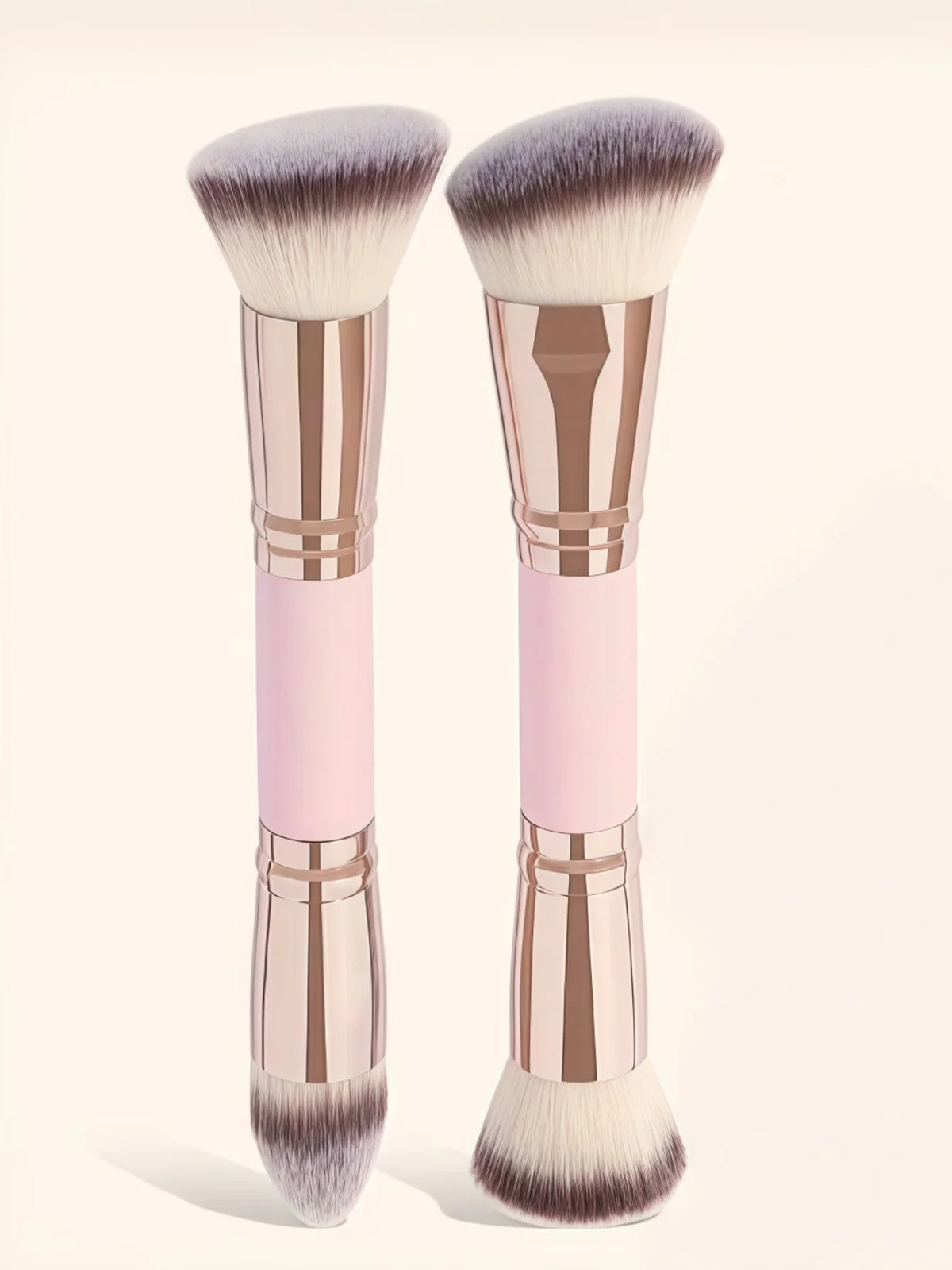 Double-Ended Foundation & Contour Brush Set – 2 Pack Makeup Brush Set QXL