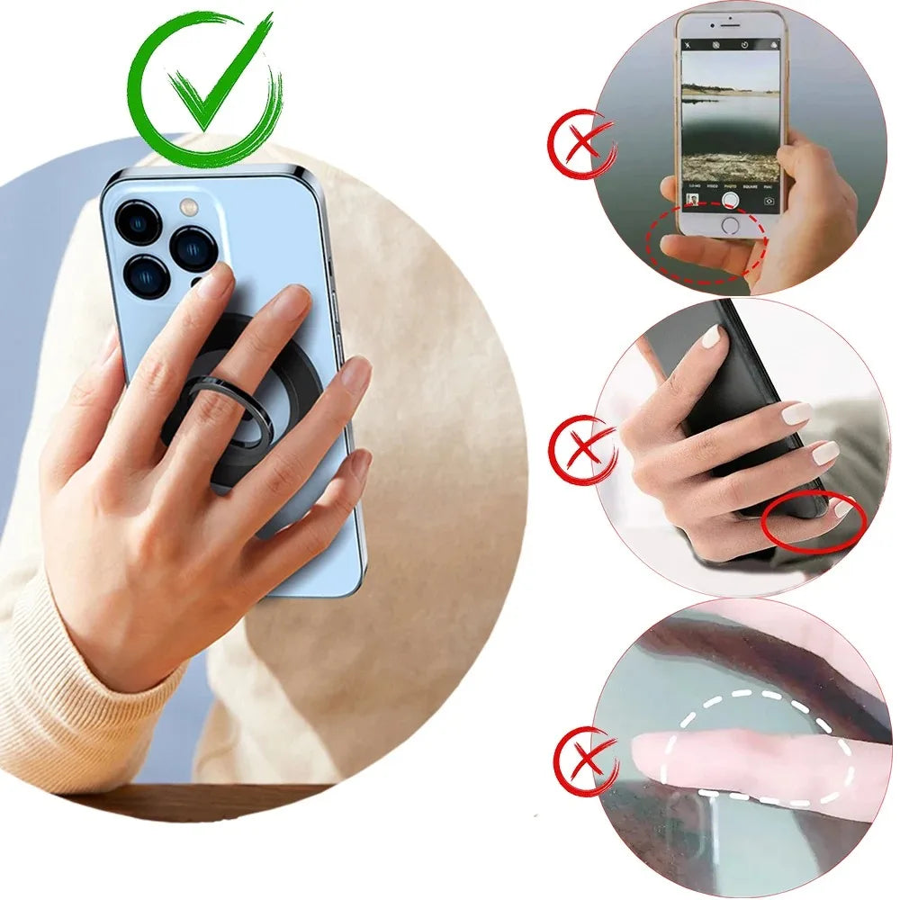 Dual Magnetic Phone Ring Grip Kickstand – iPhone & Samsung Phone Ring Stand QXL