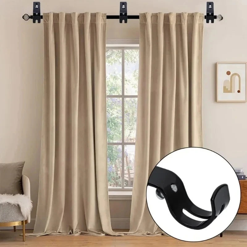 2-Pack Adjustable Wall-Mount Curtain Rod Brackets – Metal Curtain Rod Brackets QXL