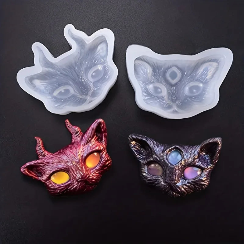 3D Devil Cat Silicone Mold | Resin, Clay, Soap & Candle Silicone Casting Mold QXL