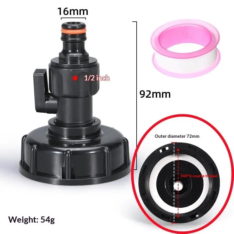 IBC Tank Valve Adapter 60mm Thread 1/2" & 3/4" Hose Connector Tank Valve Adapter QXL A4 4 points