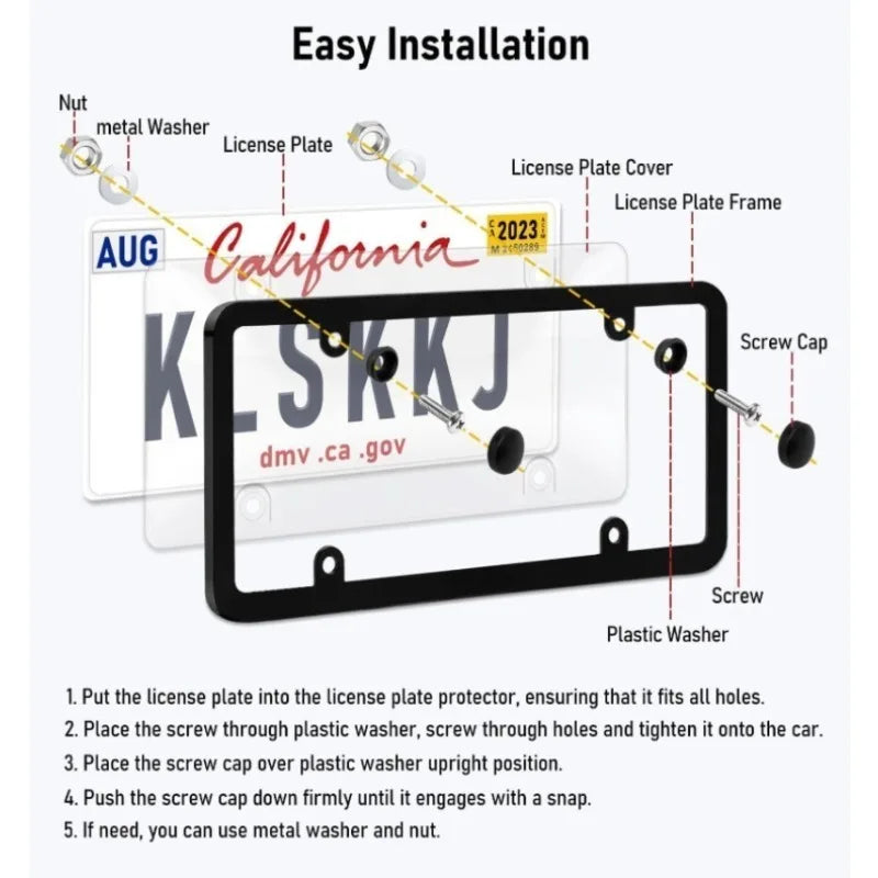 2-Pack Slim Rust-Proof License Plate Frames | Universal Fit License Plate Frame QXL