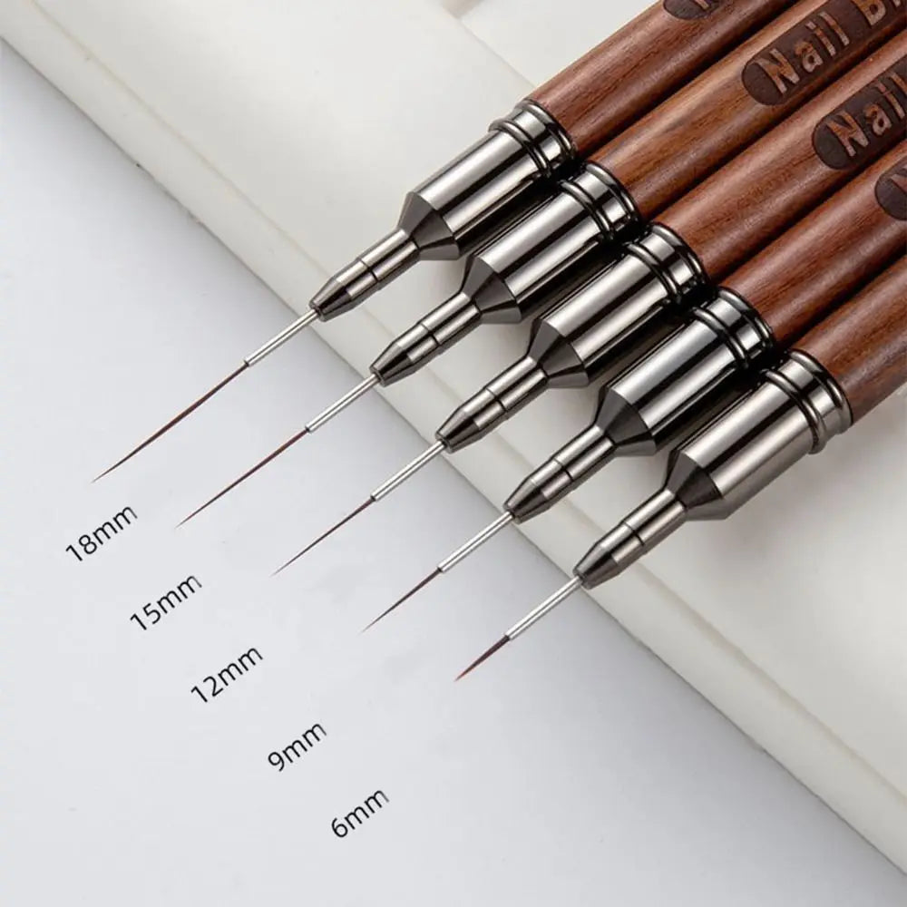 Sandalwood Nail Liner Brush | Fine Detail Art 6–18mm Nail Art Liner Brush QXL