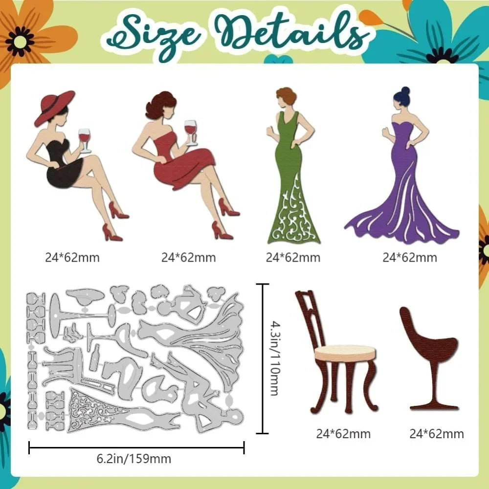 Elegant Lady Cutting Dies | Carbon Steel Scrapbooking Stencils Craft Cutting Dies QXL