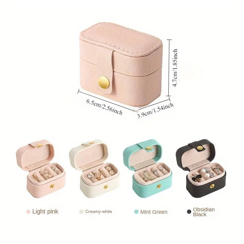 Mini Leather Jewelry Box | Portable Ring & Earring Organizer Jewelry Storage Box QXL