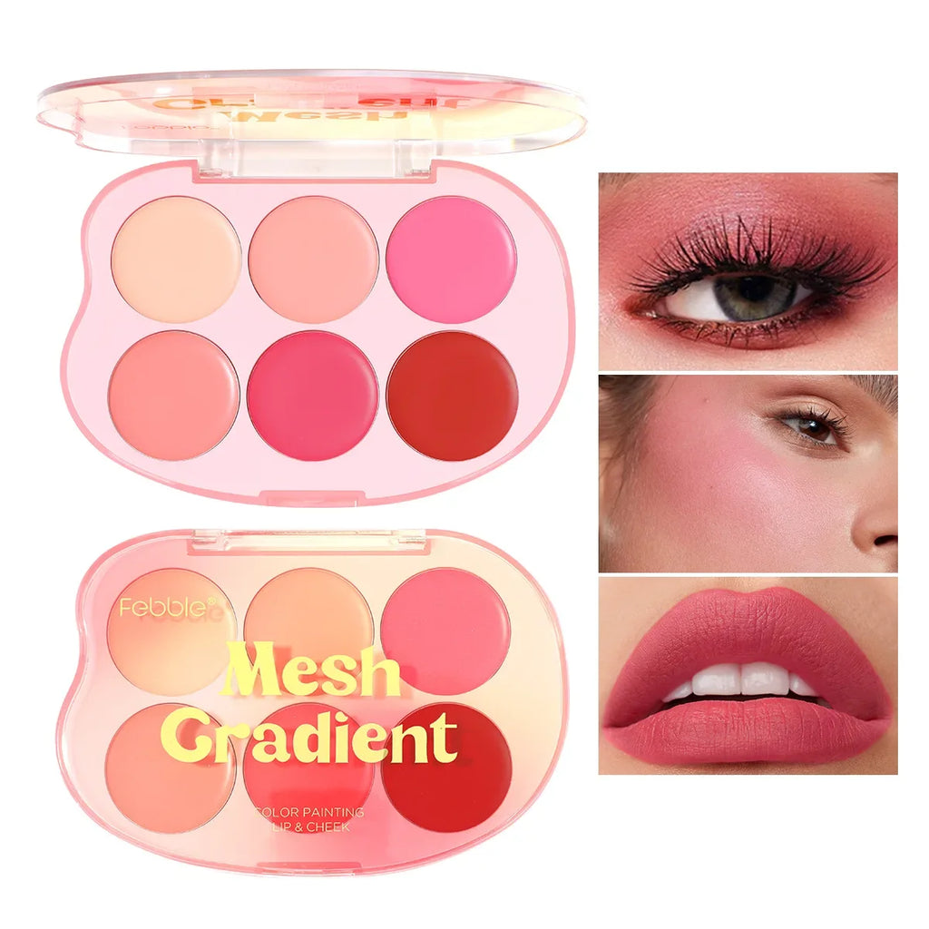 6-in-1 Blush Palette – Highlighter, Contour & Lip Color Blush & Lip Palette QXL