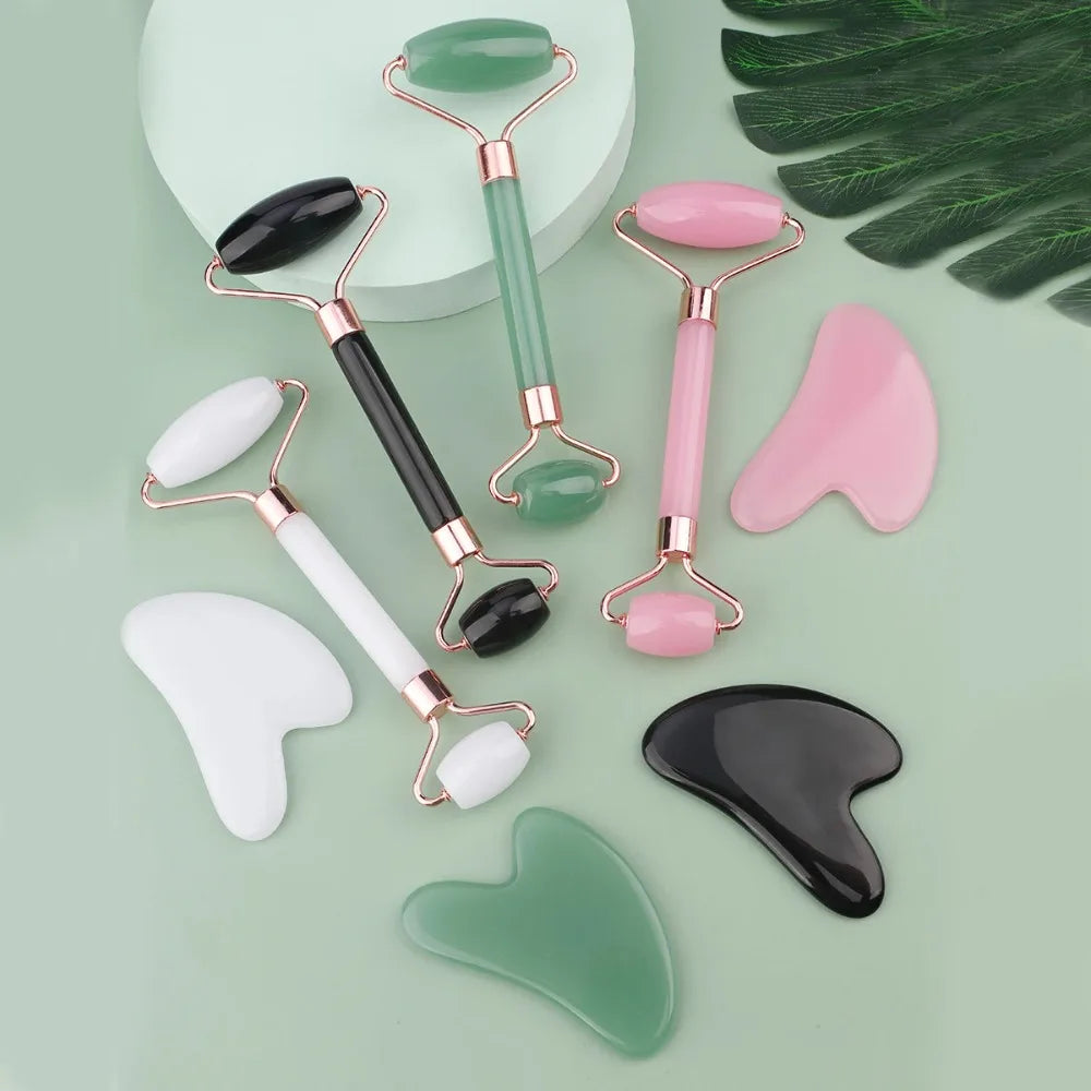 Resin Face Roller & Gua Sha Board Set | Facial Massage Tool Face Roller Set QXL