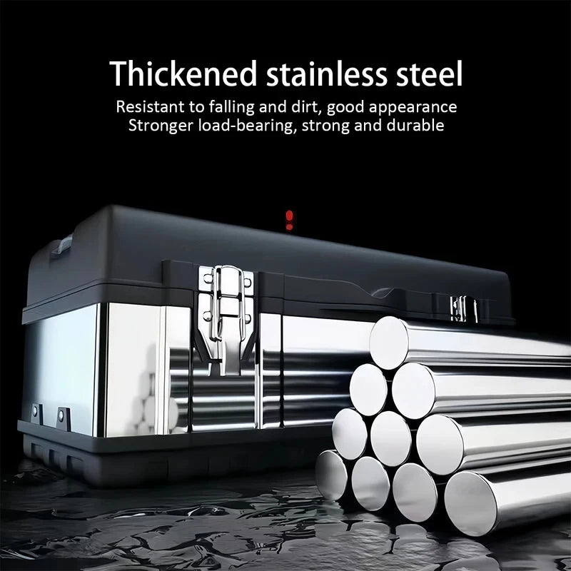 Double Layer Stainless Steel Portable Tool Storage Box Tool Storage Box QXL