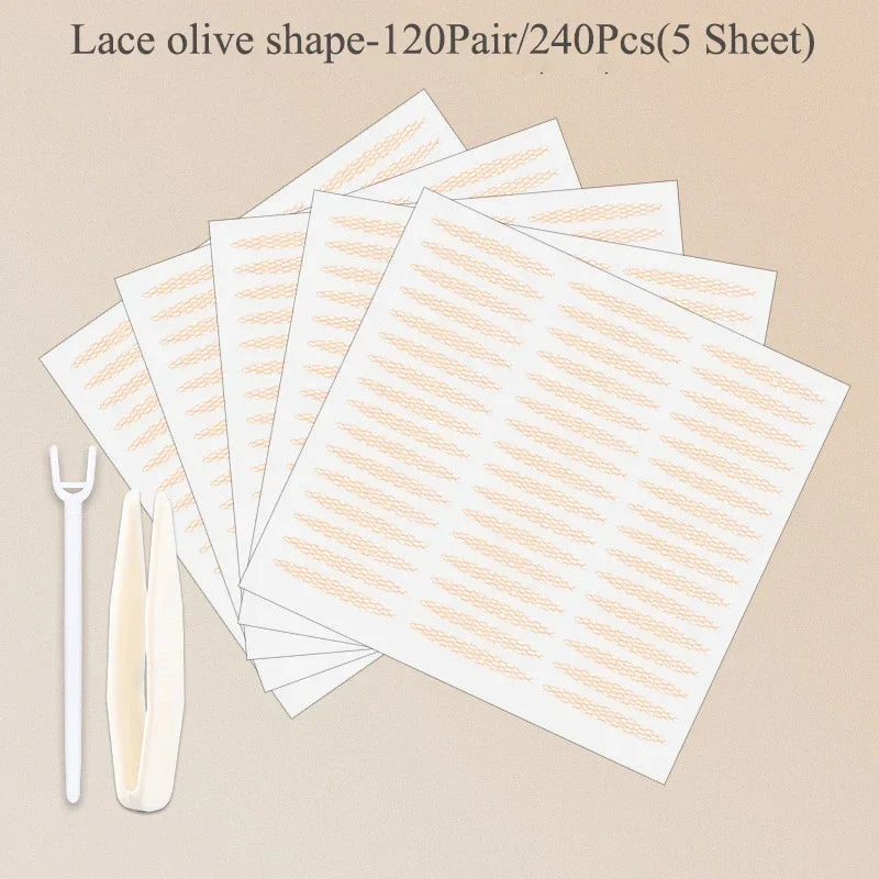Invisible Double Eyelid Tape Stickers | Lace Mesh 36–240 Pcs Eyelid Tape Stickers QXL 03Lace Olives 240Pcs