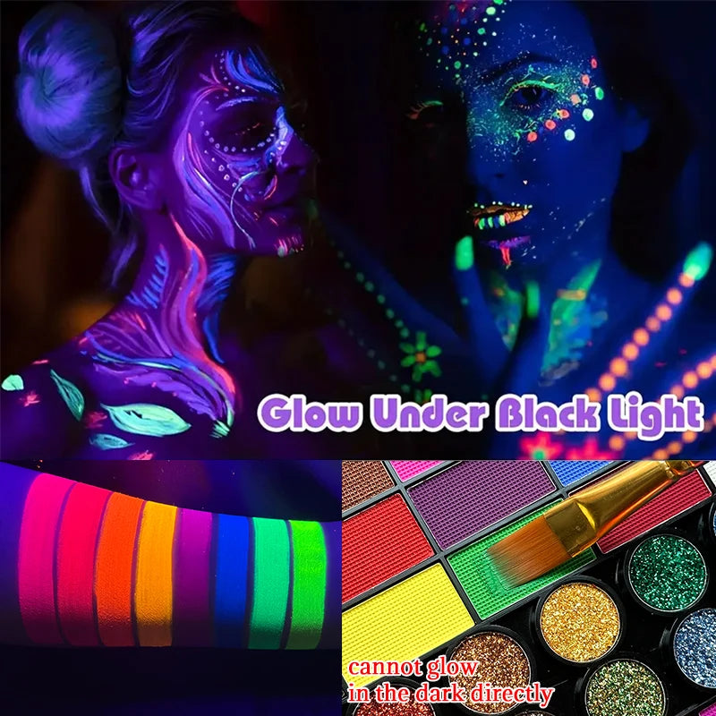 VERONNI 42-Color UV Neon Water-Activated Face & Body Paint Set Face & Body Paint QXL