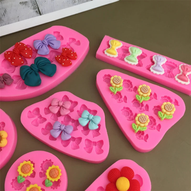 Cartoon Flowers Bow Bee Fondant Silicone Mold | Cake Decor Fondant Silicone Mold QXL