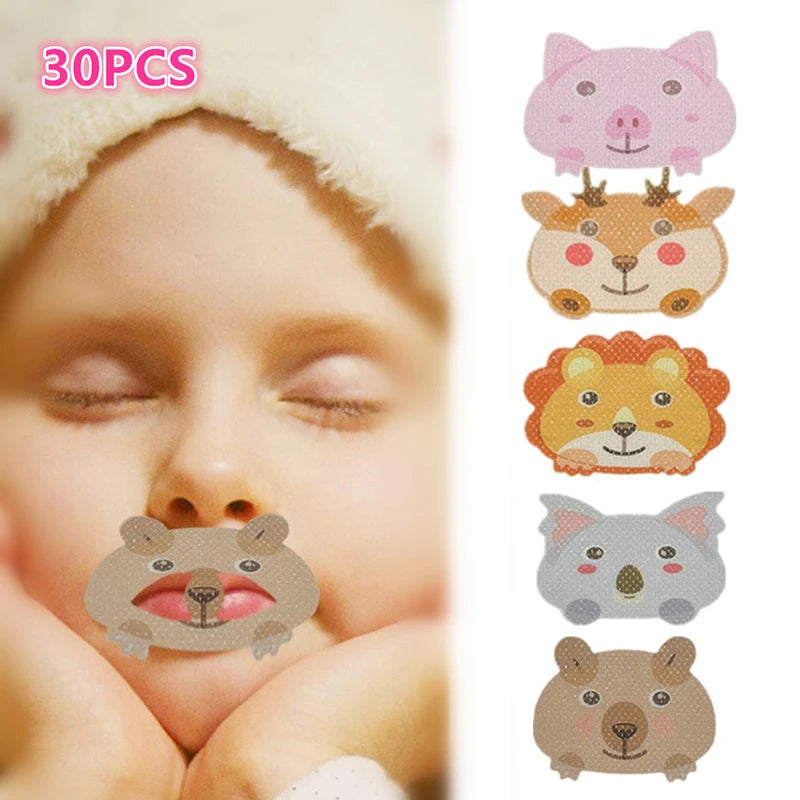 30-Pack Kids Cartoon Mouth Breathing Tape Sleep Stickers Kids Sleep Aid Tape QXL
