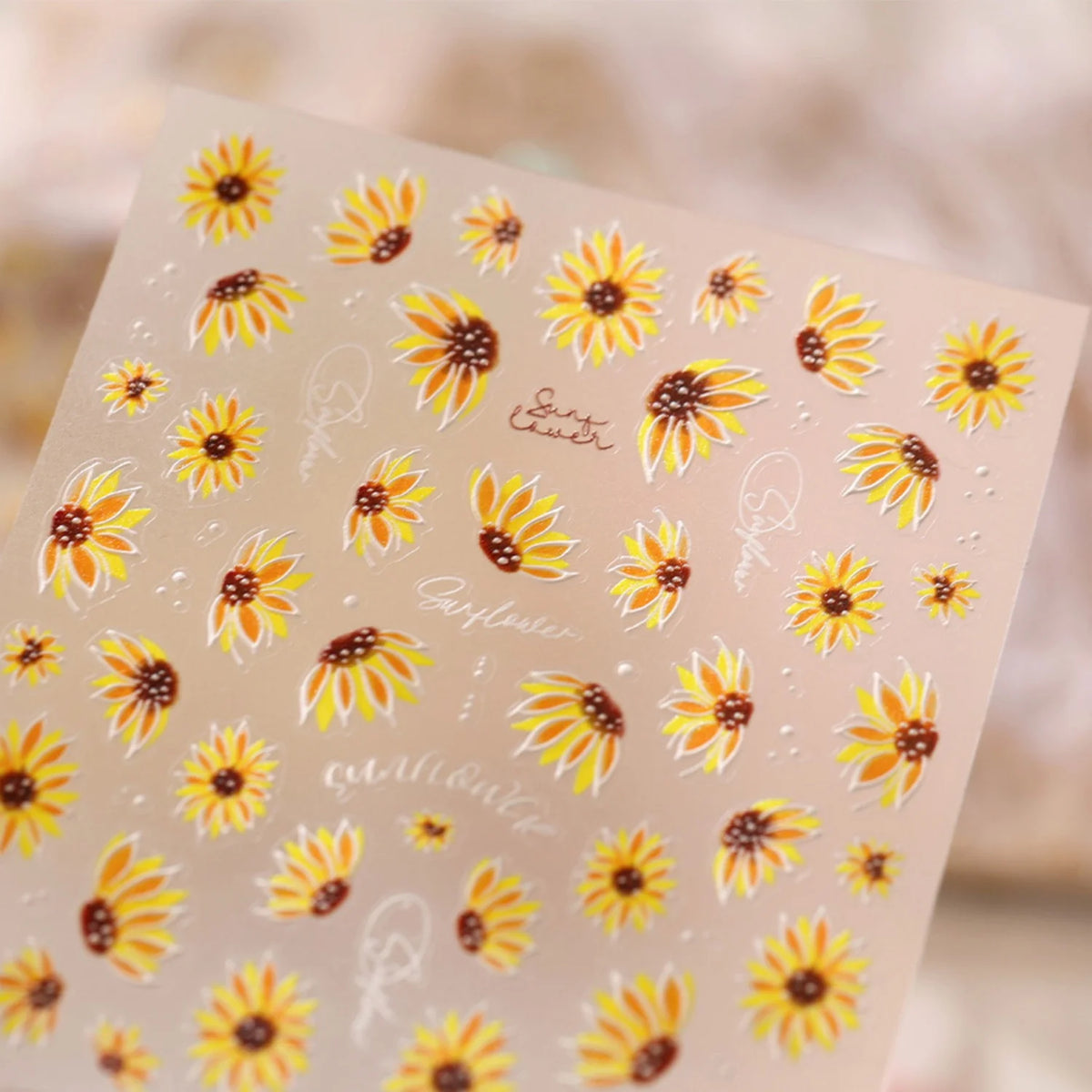 5D Sunflower Nail Stickers – Floral Self-Adhesive Nail Decals Nail Art Stickers QXL