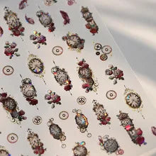 5D Nail Art Stickers – Vintage Clocks & Red Lip Decals | NAILFYOU