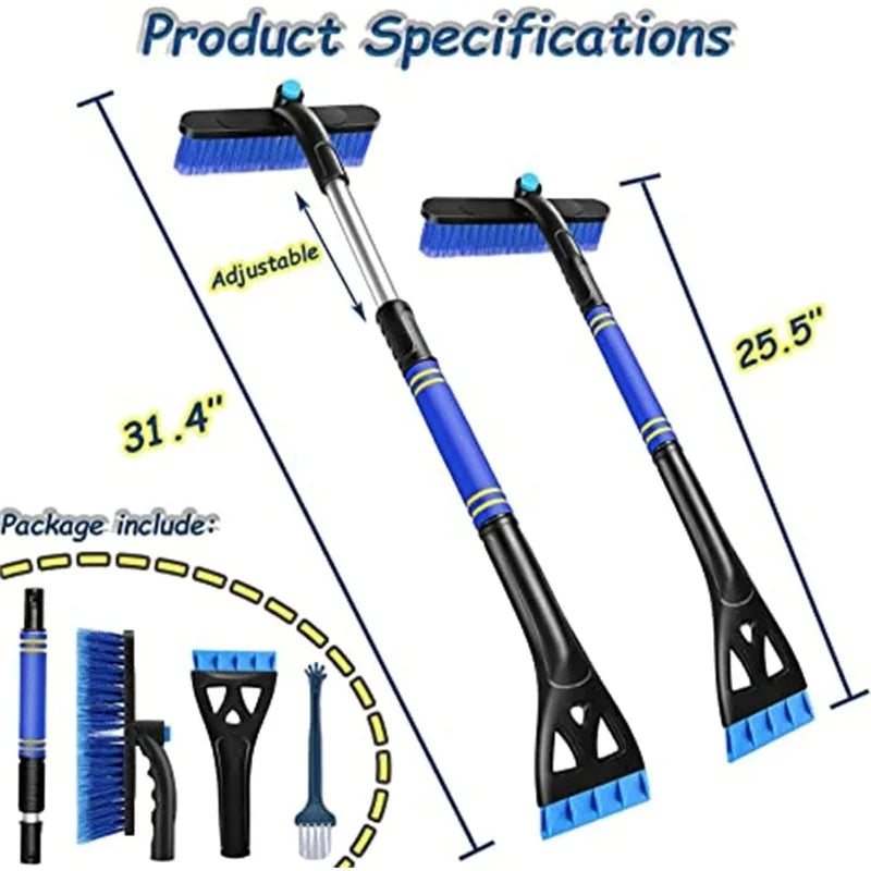3-in-1 Extendable Car Snow Brush & Ice Scraper – Foam Grip Car Snow Brush QXL