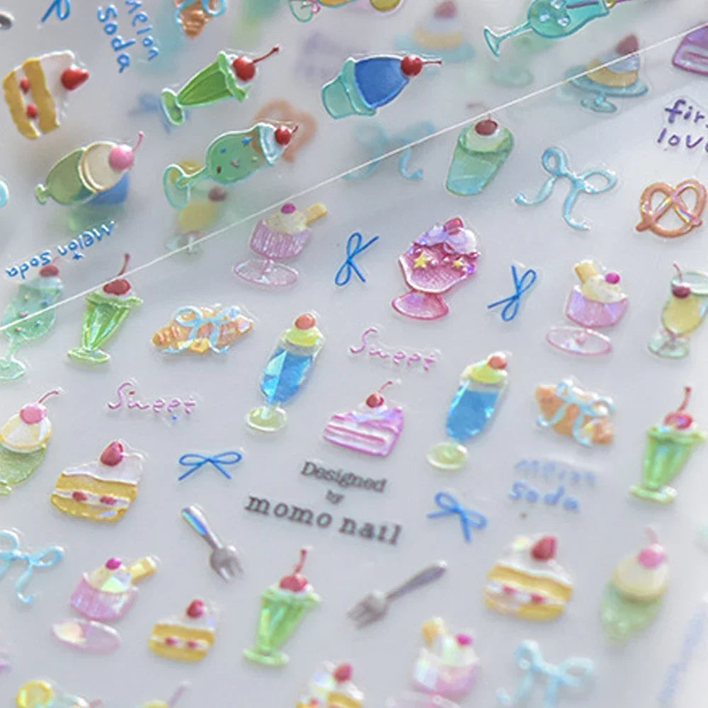 5D Fruit & Wine Glass Nail Stickers | Summer Manicure Decals