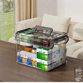 Clear Medicine Organizer Box with Tray & Labels | PA+PE Medicine Storage Box QXL Transparent gray
