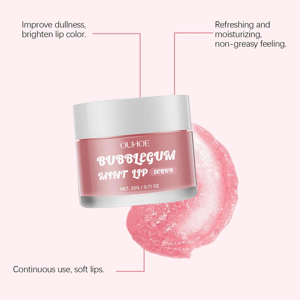 Strawberry Mint Sea Salt Lip Scrub | Exfoliate & Smooth Lips Lip Exfoliator Scrub QXL
