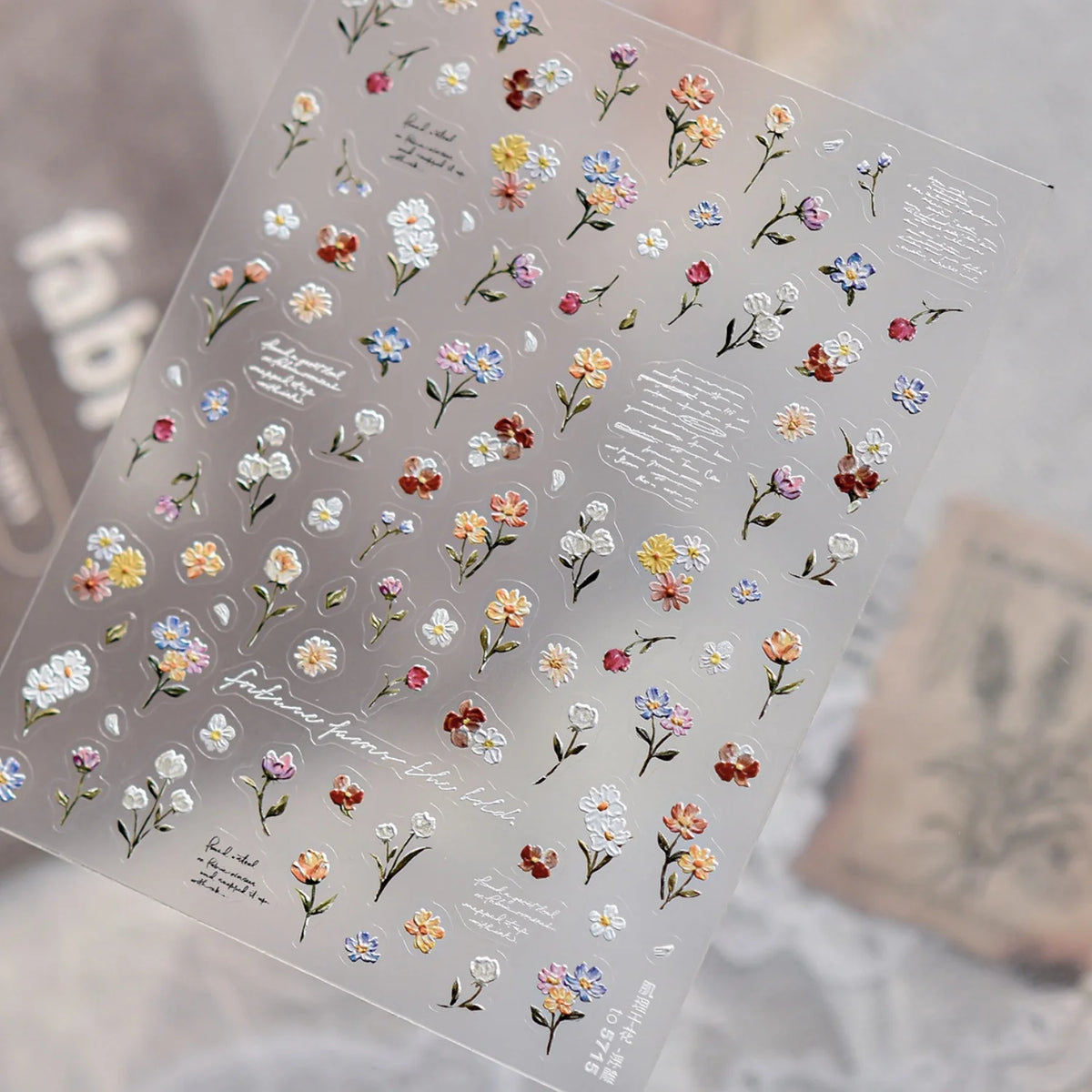 5D Pressed Flower Nail Art Stickers | Vintage Floral Decals Nail Art Stickers QXL