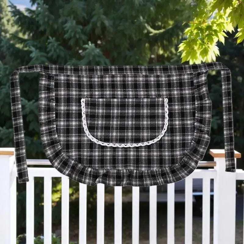 Cotton Square Check Half Waist Apron | Stain Resistant Kitchen Apron QXL