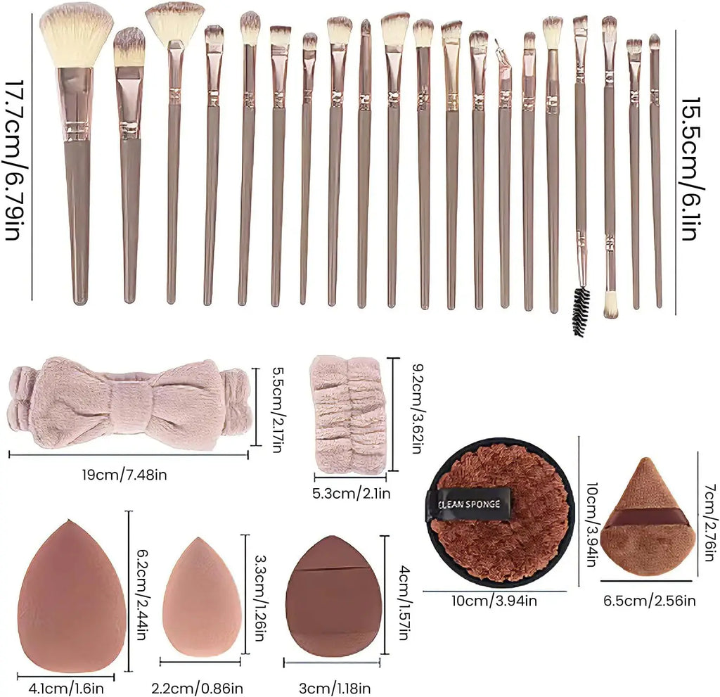40-Piece Coffee Brown Professional Makeup Brush Set Makeup Brush Set QXL