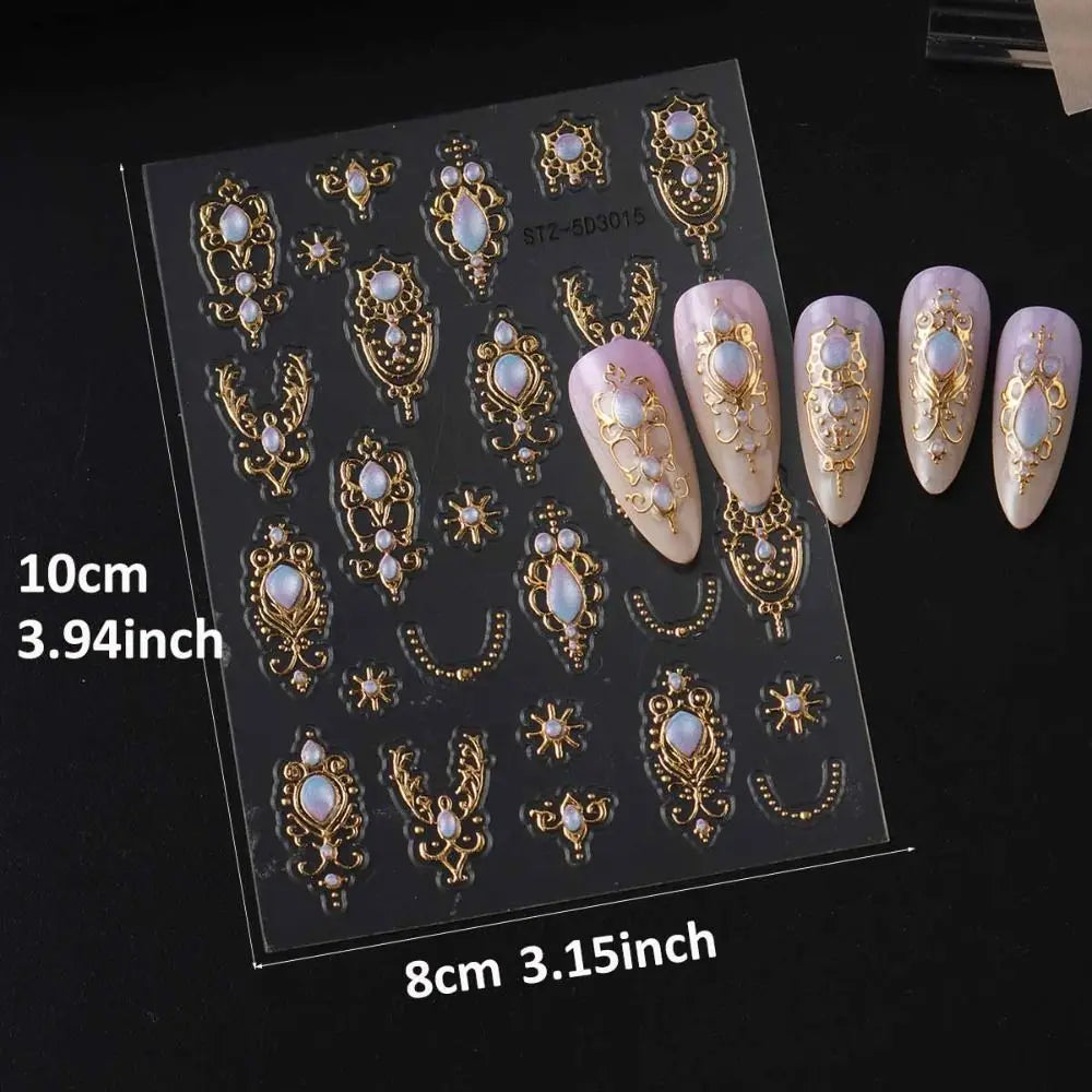 5D Baroque Nail Art Stickers | Crown Scepter Water Decals Nail Art Stickers QXL