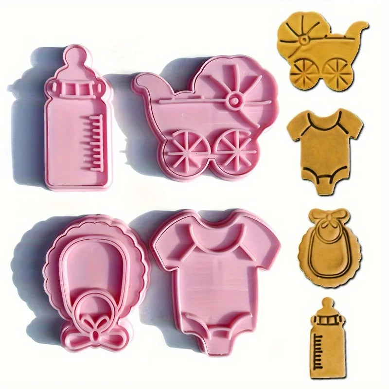 Princess Cookie Cutter Set – 4-Piece Plastic Stamp & Mold Cookie Cutter Set QXL