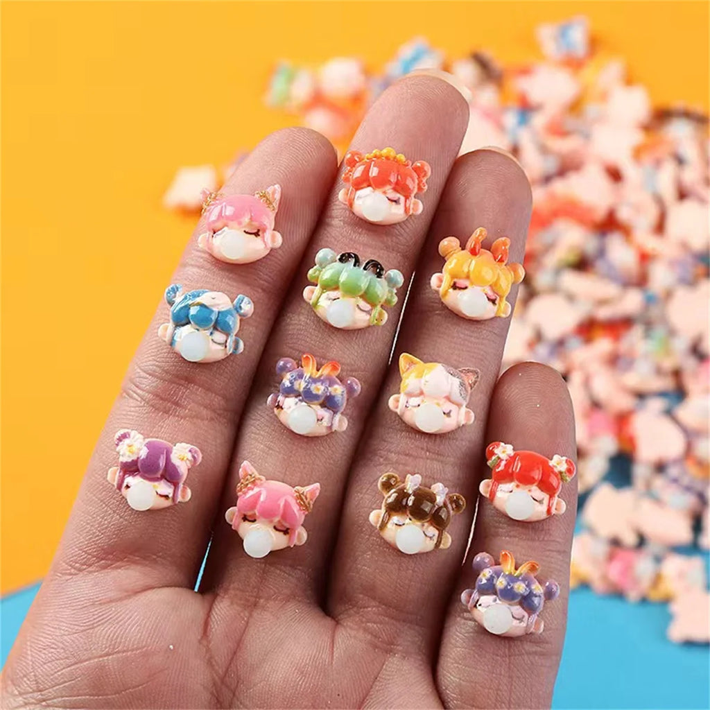 20-Pc Kawaii Cartoon Resin Nail Charms & Rhinestones Set Nail Art Charms QXL
