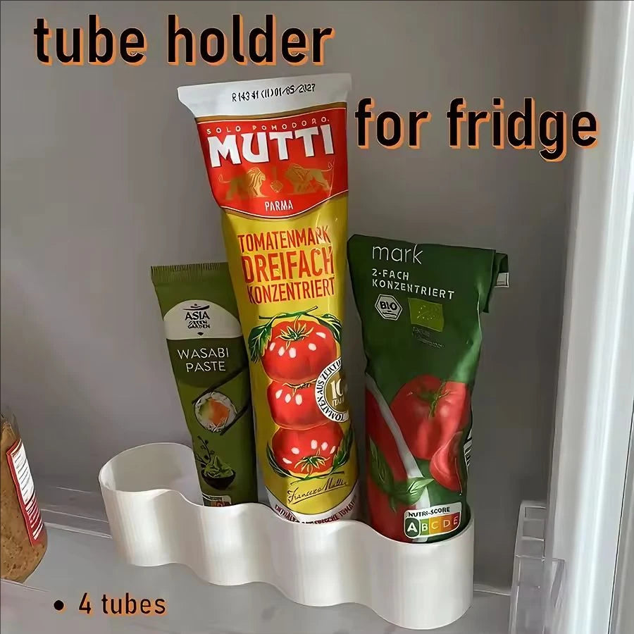 4-Slot Condiment Tube Holder for Fridge & Pantry | ABS Kitchen Tube Organizer QXL