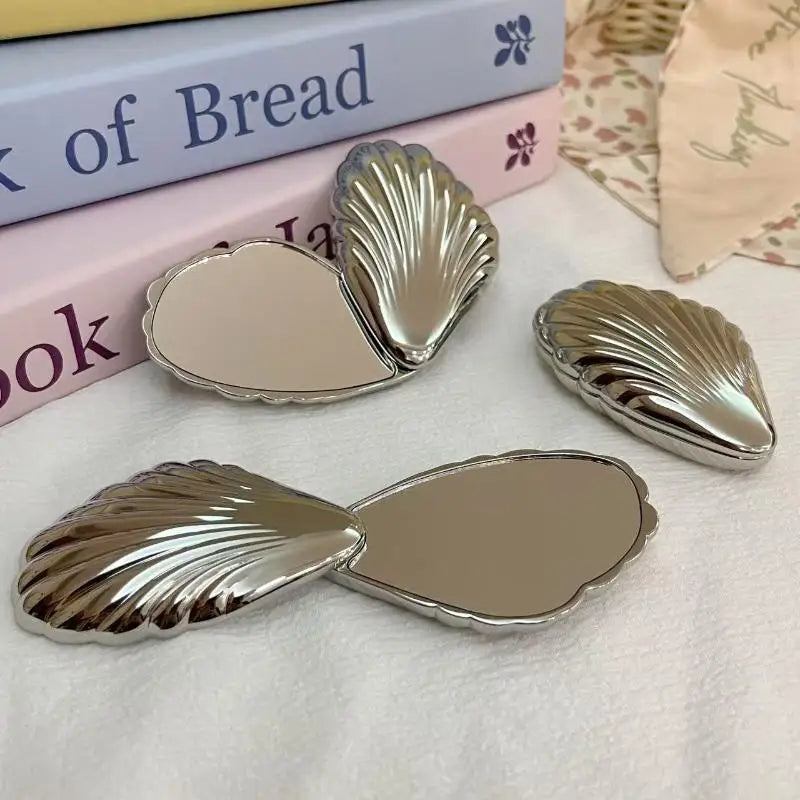JCSYFAC Seashell Compact Mirror – Double-Sided Foldable Metal Compact Makeup Mirror QXL