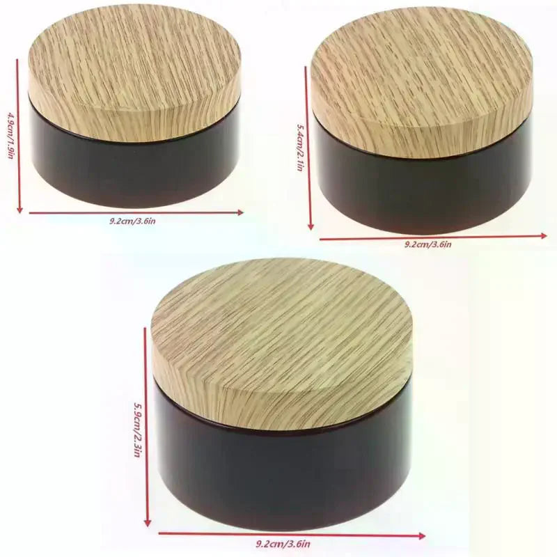 PET Plastic Jars with Wood Texture Lid | 200ml–500ml Empty Containers Cosmetic Storage Jar QXL